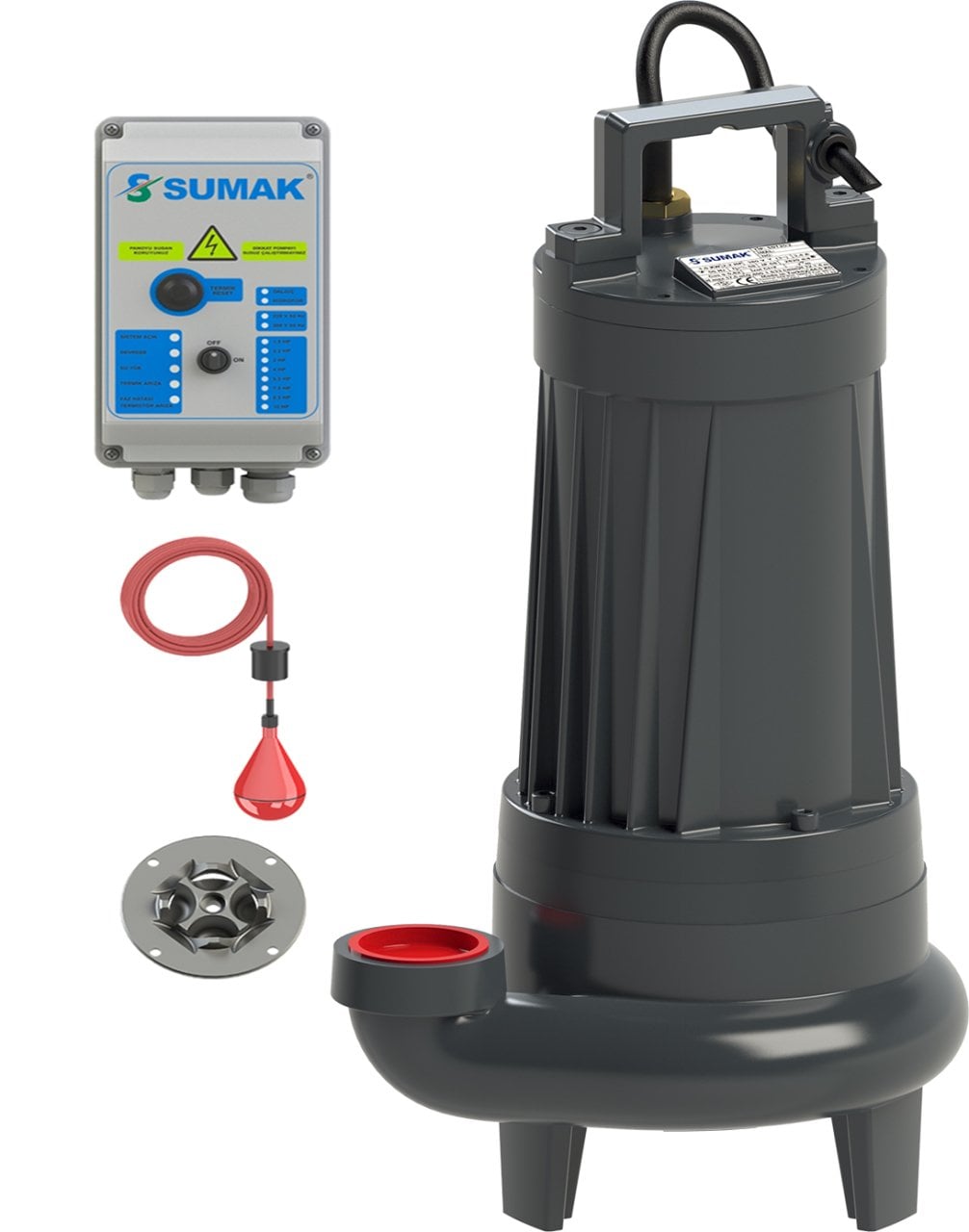 Sumak SBRT 40/2-P Parçalayıcı Bıçaklı Foseptik Dalgıç Pompa Trifaze (380V) 4Hp - Koşar Ticaret