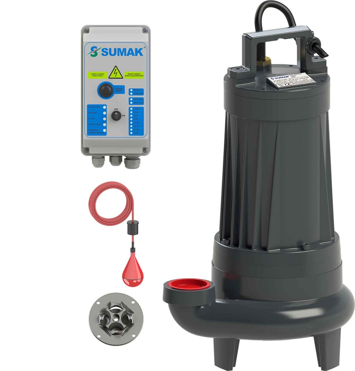 Sumak SBRT 50/3-P Parçalayıcı Bıçaklı Foseptik Dalgıç Pompa Trifaze (380V) 5.5Hp - Koşar Ticaret