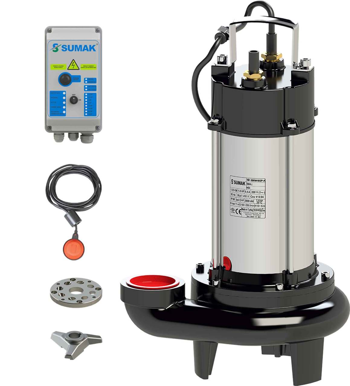 Sumak SBRT 18/2 Bıçaklı Foseptik Dalgıç Pompa Trifaze (380V) 1.5 HP - Koşar Ticaret