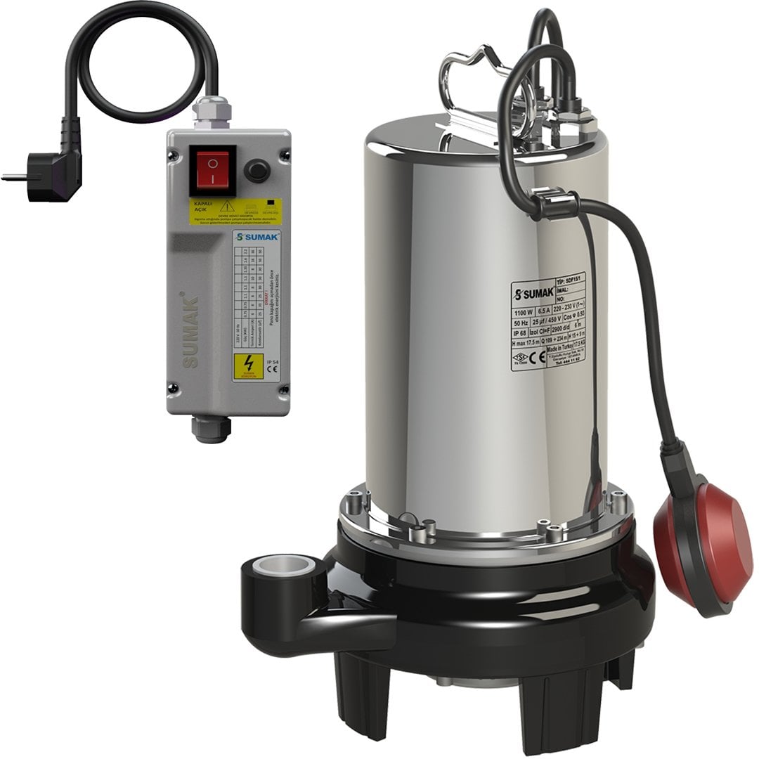 Sumak SDF 15/1 Temiz Su Dalgıç Pompa Monofaze (220V) 1.5 Hp - Koşar Ticaret