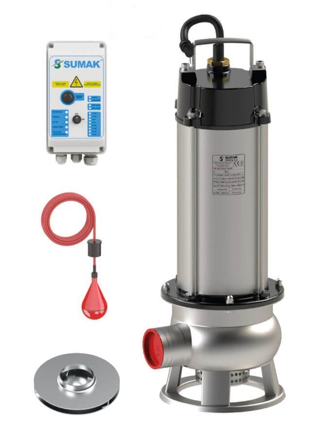 Sumak SDT 30/2 İNOX Komple Paslanmaz Kirli Su Dalgıç Pompa 380 Volt 3 Hp 21.5 Mss - Koşar Ticaret