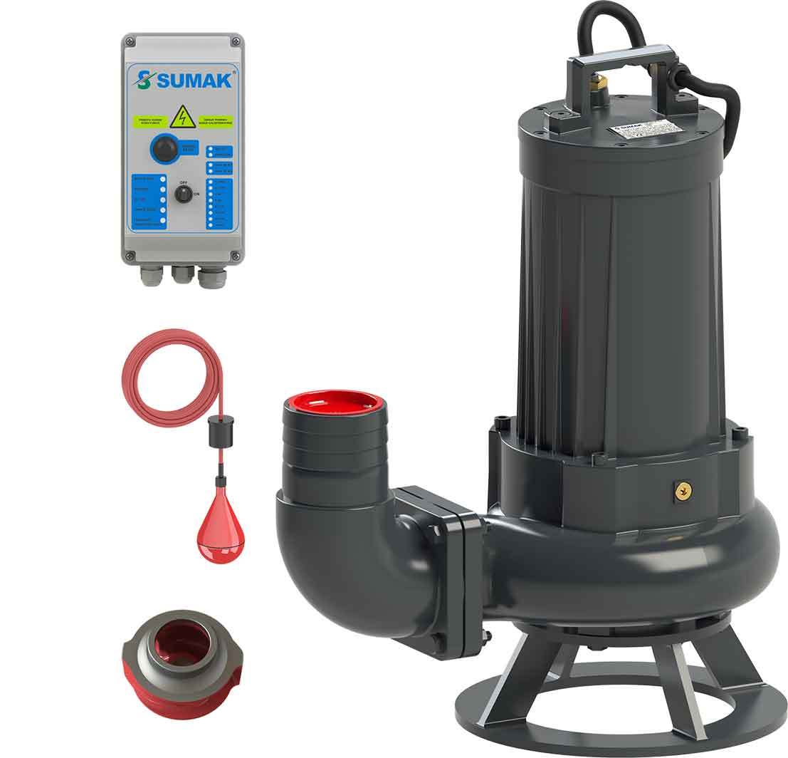 Sumak SDTK 75/4 Foseptik Dalgıç Pompa Trifaze (380V) 7.5HP (Flatörlü, Panolu, 10 m. Kablolu) - Koşar Ticaret
